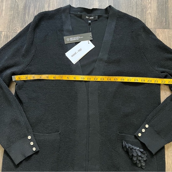 NWT Chloe +Jasmine Long Sleeve V Neck Open Front Pocketed Black Knit Cardigan L - Picture 12 of 13